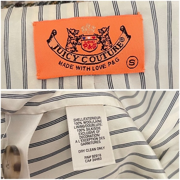 Y2K Vintage Juicy Couture Plaid Wool Blazer size Small deadstock - Picture 10 of 11